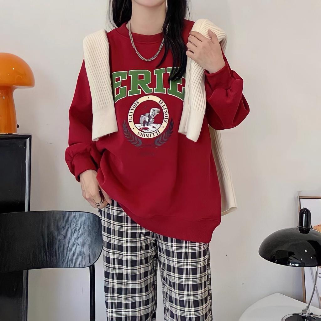 Áo Sweater Nỉ Unisex Nam Nữ Dáng Thụng ERIE In Hình