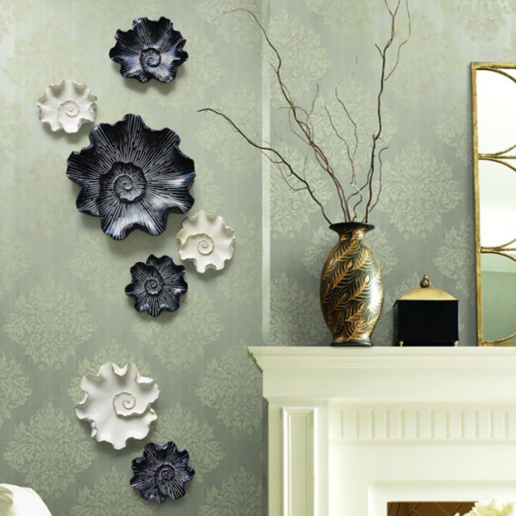 Set 3pcs Beige Lotus Leaf Wall Hanging Ornament Artwork for Home Wall Decor