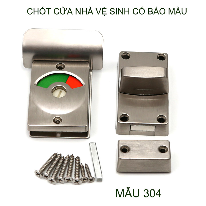 Chốt khóa cửa nhà vệ sinh chỉ thị màu bằng inox 304 không gỉ, kiểu vặn