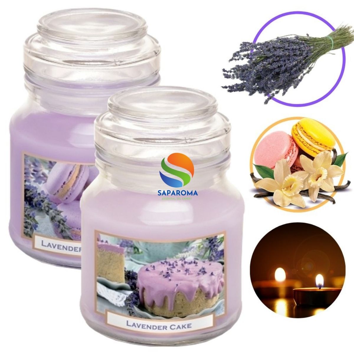 Combo 2 hũ nến thơm tinh dầu Bartek Lavender Cake 130g - hoa oải hương khô, nến trang trí, thơm phòng, thư giãn, hỗ trợ khử mùi