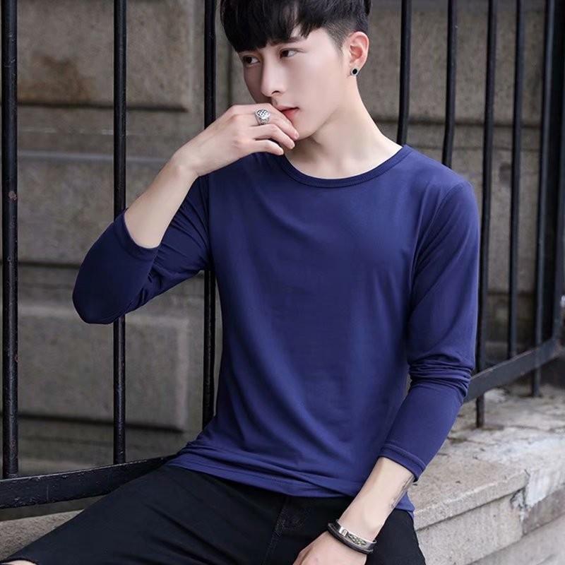 Áo thun nam dài tay cổ tròn mặc thu đông, giữ nhiệt, chất cotton co giãn,dáng ôm body
