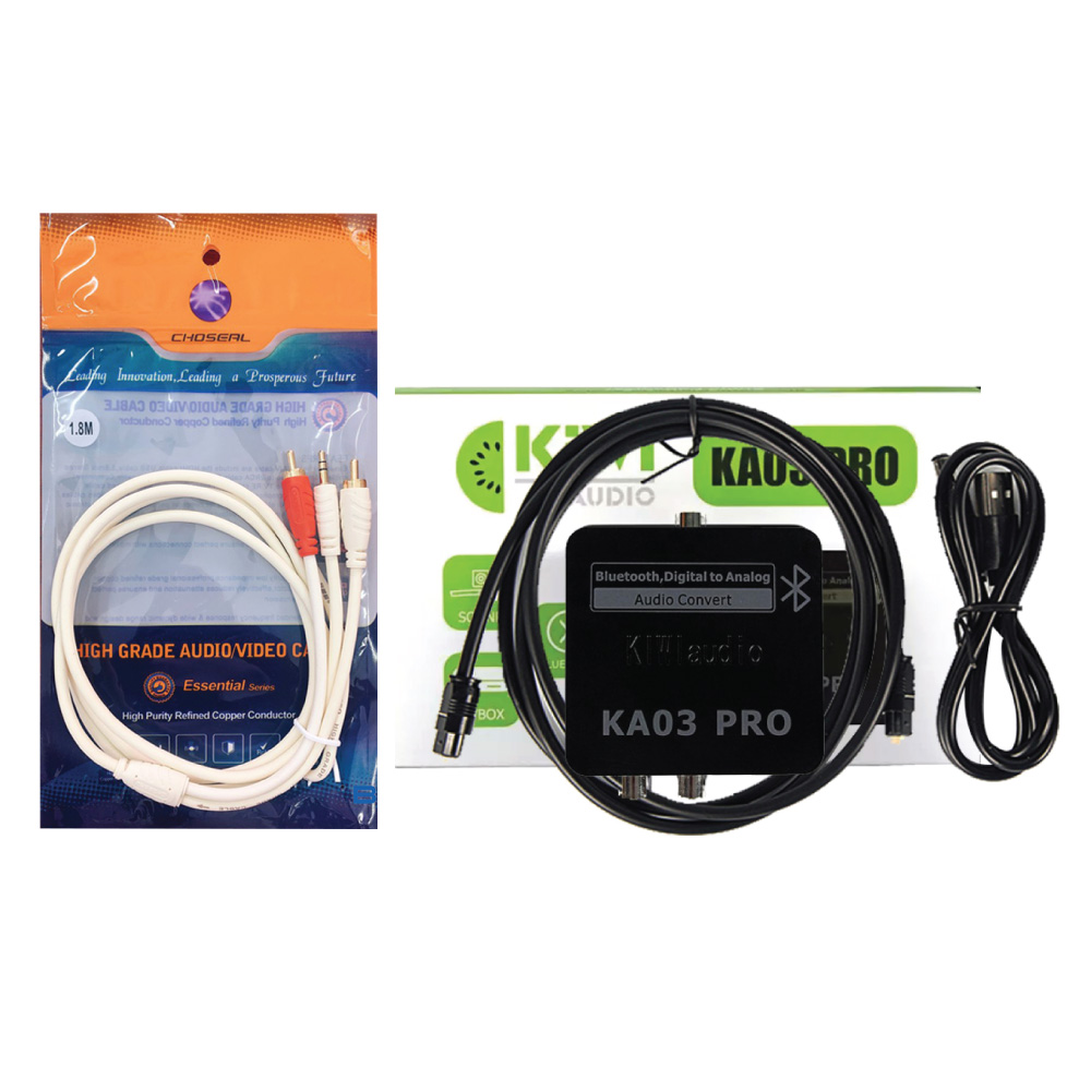 Combo Bộ chuyển quang âm thanh KIWI KA03 Pro hỗ trợ Bluetooth và Dây AV Choseal 1 ra 2  ( hoa sen) dài 1.8m - Hàng Chính Hãng
