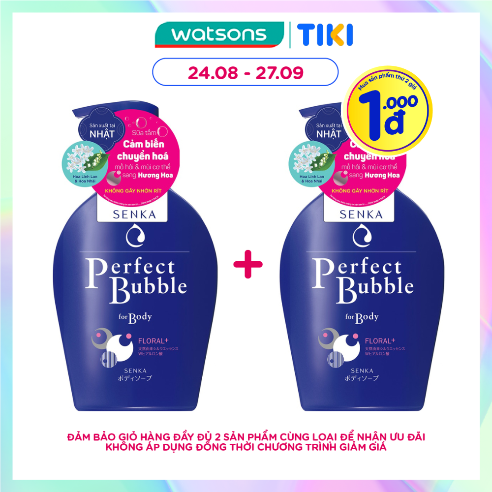 Sữa Tắm Dưỡng Ẩm Senka Perfect Bubble For Body Floral Plus Hương Linh Lan &amp; Hoa Nhài 500ml