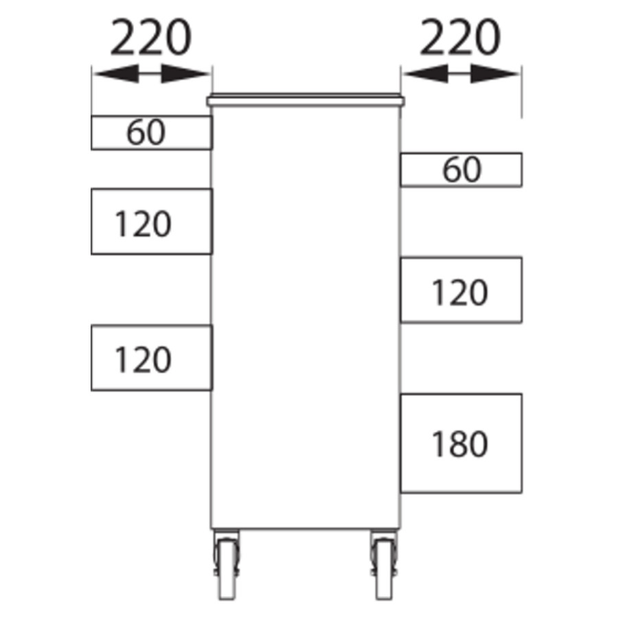 TỦ ĐỰNG DỤNG CỤ 6 NGĂN KÉO CÓ BÁNH XE GARANT 914510 ( MỞ NGẮN KÉO TỪ 2 BÊN )