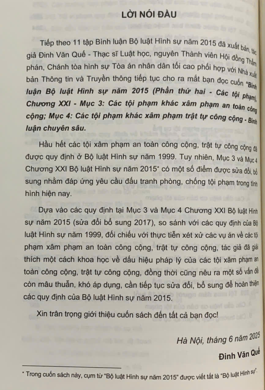 Bình luận Bộ luật Hình sự năm 2015 (Phần thứ hai – Các tội phạm), Chương XXI, Mục 3, 4: Các tội phạm khác xâm pham an toàn, trật tự công cộng