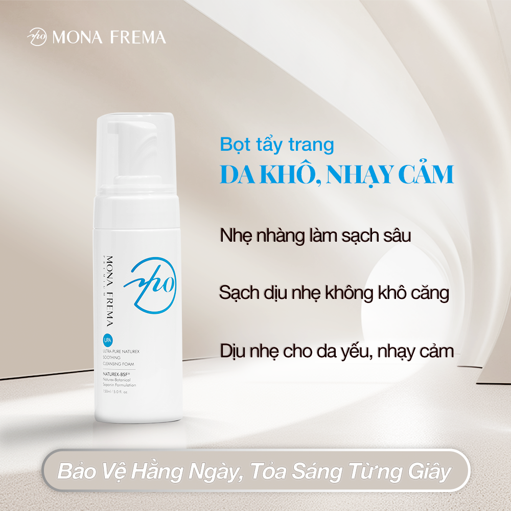 Bọt Làm Sạch Êm Dịu Chiết Xuất Từ Thực Vật Ultra-Pure NATUREX SOOTHING FOAMING CLEANSING FOAM MONA FREMA 150ml Chăm Sóc Da Mặt Sau Khi Trang Điểm, Loại Bỏ Bụi Bẩn, Làm Sạch Lỗ Chân Lông, Công Thức Làm Sạch Saponin Độc Quyền, Giữ Ẩm, Tạo Cảm Giác Thoải Mái