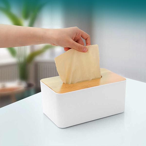 Hộp Đựng Khăn Giấy Nắp Gỗ, Hộp Khăn Giấy Decor Để Bàn Siêu Sang