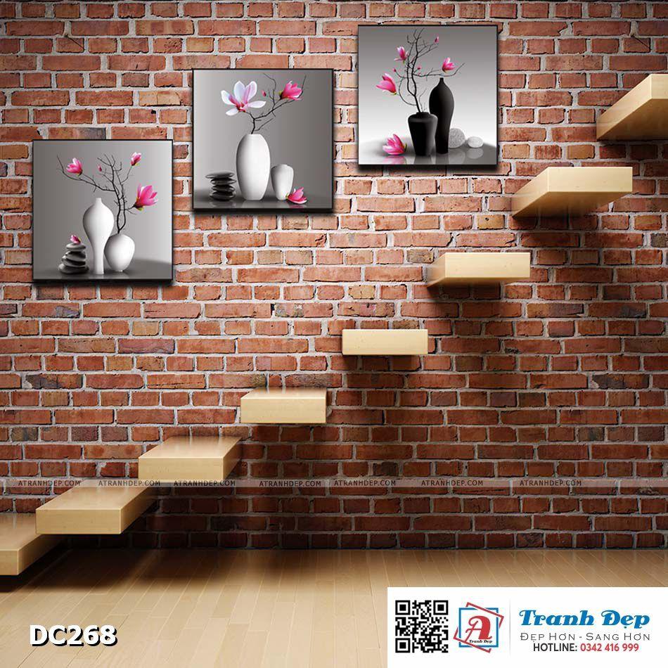 Bộ 3 tranh canvas treo tường Decor Bình hoa nghệ thuật - DC268