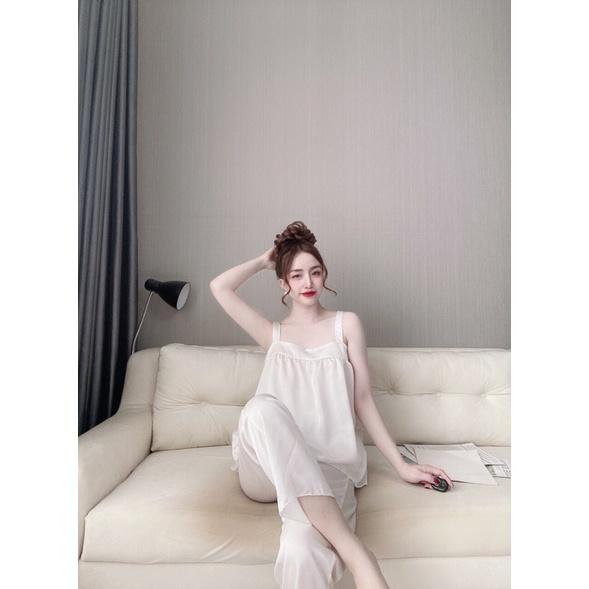 Đồ ngủ sexy, Đồ ngủ nữ lụa cao cấp mềm mại, Đồ bộ satin mùa hè