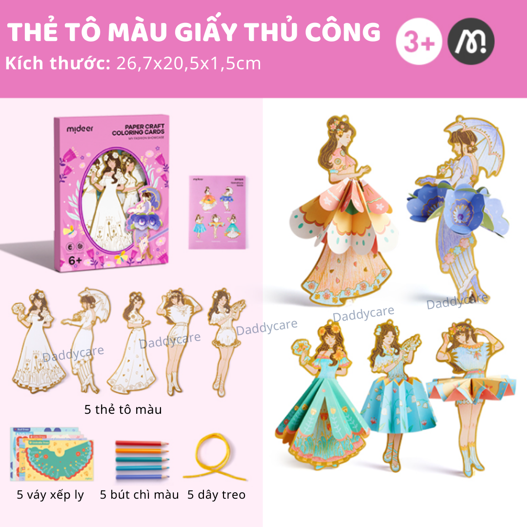 Đồ Chơi Cho Bé Gái Thẻ tô màu giấy thủ công Mideer Paper Craft Coloring
