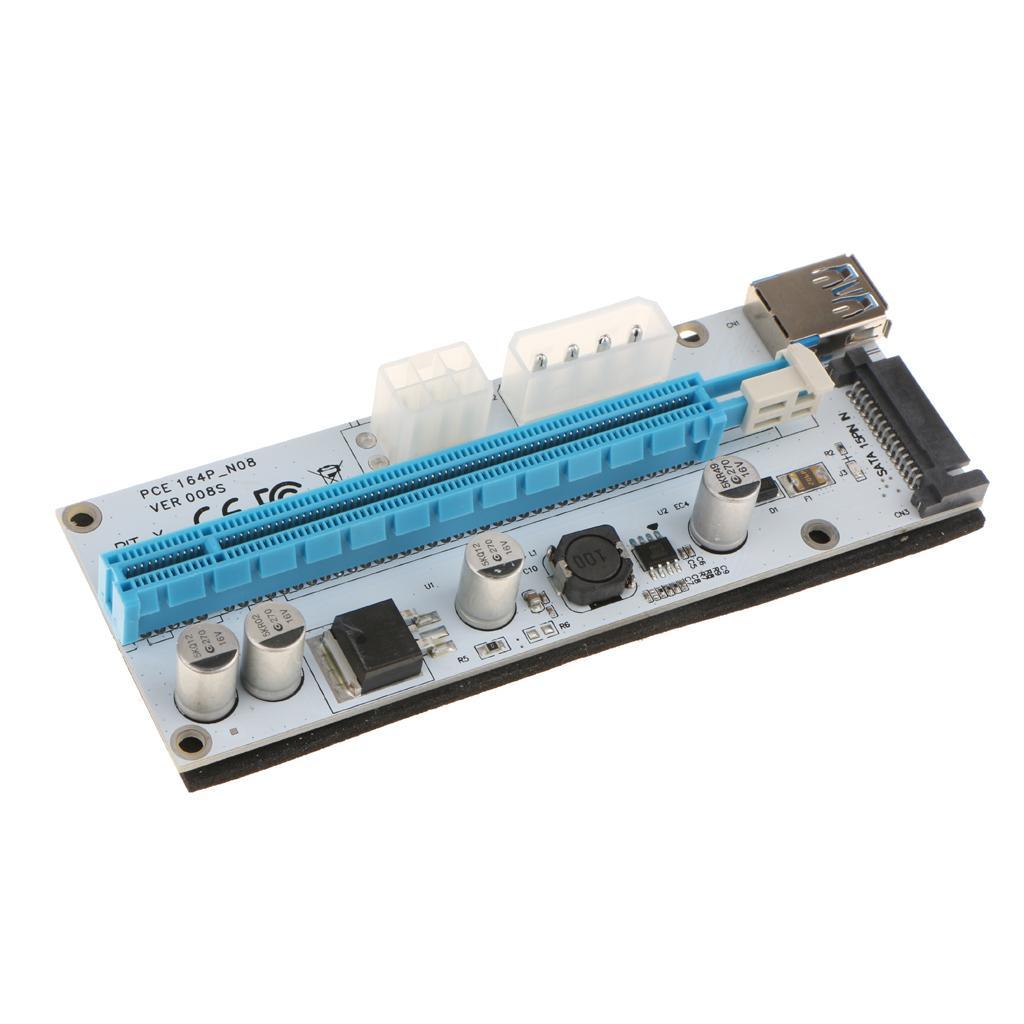 008S PCI-E Express 1x to16x Extender Riser Card Adapter with USB3.0 Cable