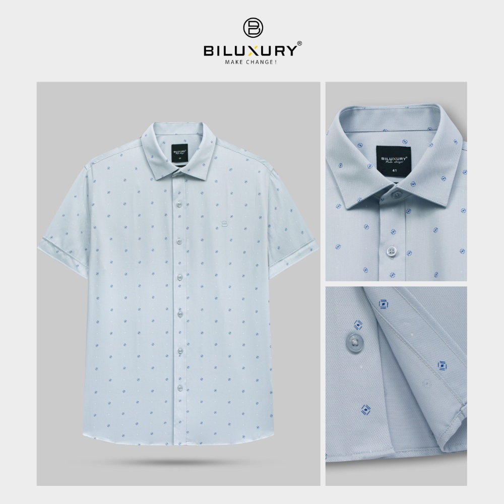 Áo Sơ Mi Ngắn Tay Nam Biluxury Symmetrical Dot Pattern 6SMCH006GHS
