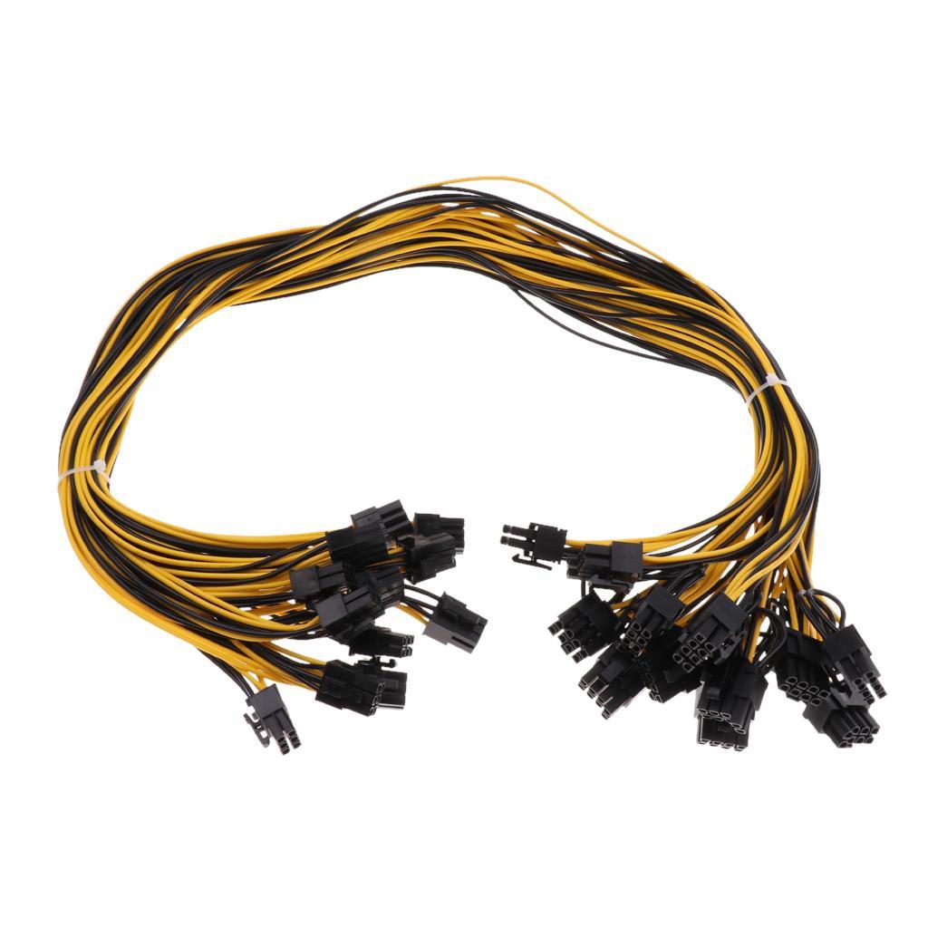 12Pack 6Pin PCI to 6+2Pin Male to Male PCI-E Cable for Power Supply