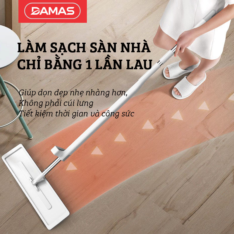 Cây lau nhà tự vắt thông minh , chổi lau nhà xoay 360 độ , có thể tự giặt , vắt khô và tự gấp gọn không cần dùng bàn tay tác động - thiết kế không phải dùng kẹp tường mà vẫn có thể dựng đứng độc lập giúp tiết kiệm không gian - DAMAS Plus M245 