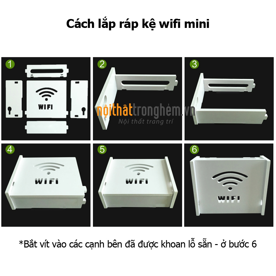 Kệ wifi mini Thanh lịch treo tường không khoan tặng kèm móc treo cường lực