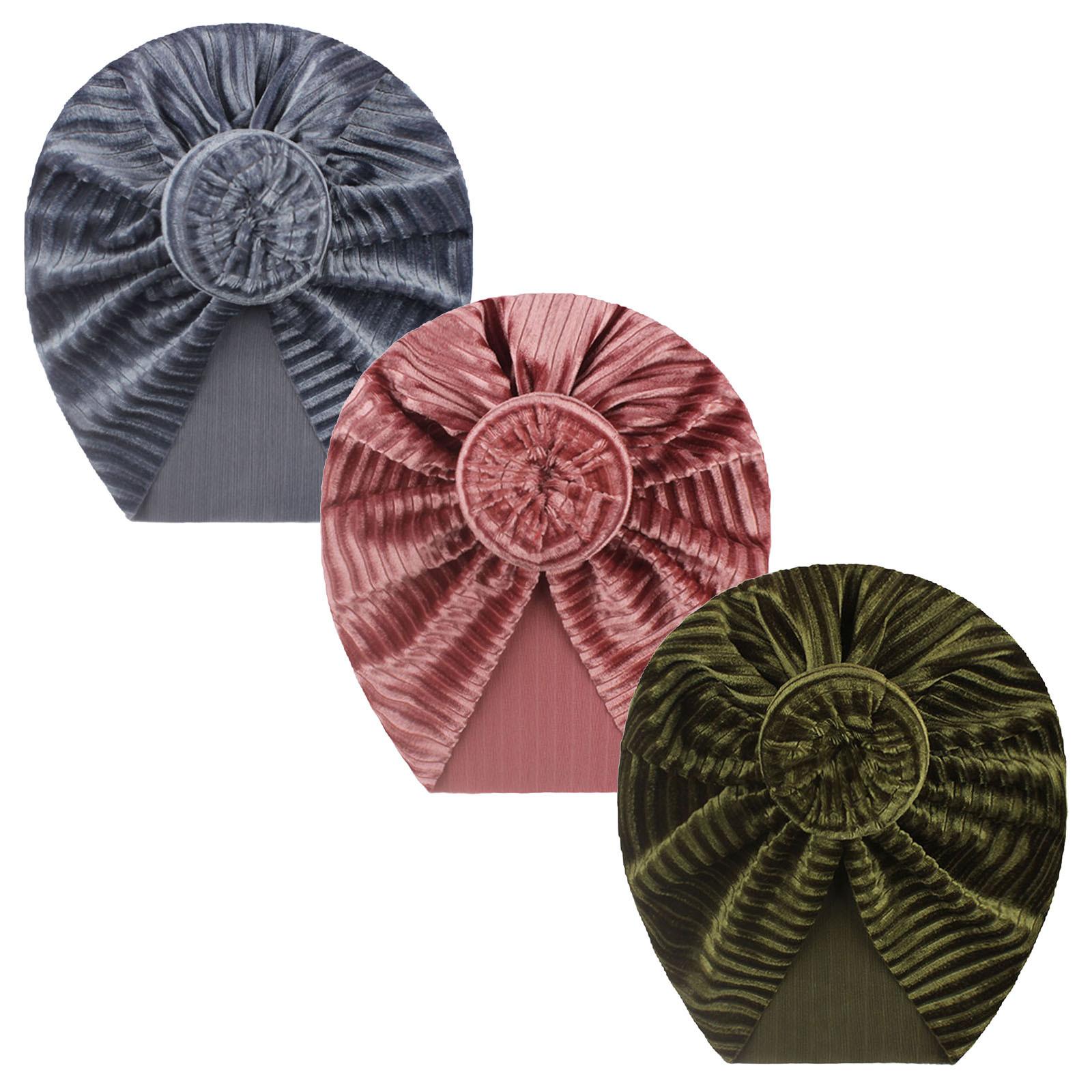 3 Vàng Mới Nhung Băng Đô Cài Tóc Turban Gọng Mũ Cho Bé Kids Cho Bé Gái Chắc Chắn Turban Thắt Nút Mũ Beanie Mũ Phụ Kiện