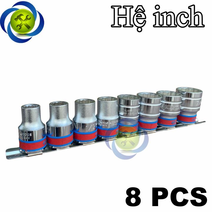 Bộ đầu tuýp 8 chi tiết hệ Inch Kingtony 4010SR 12 cạnh