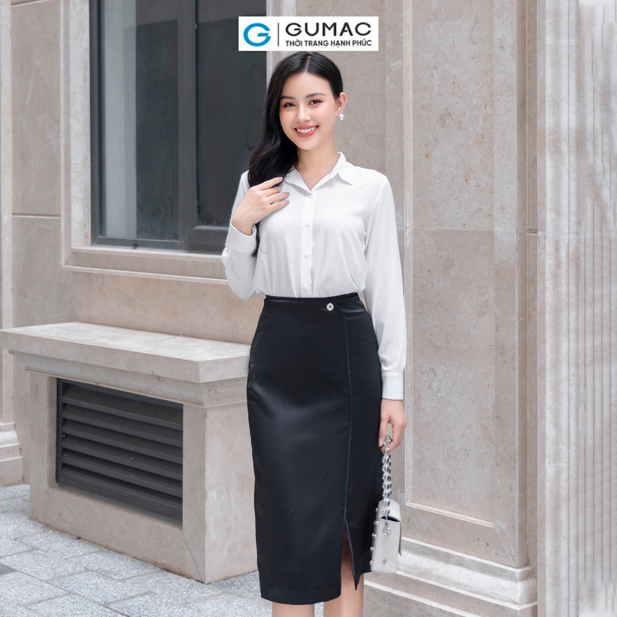 Áo sơ mi nữ cơ bản tay dài vải xô mềm mát công sở đi tiệc sang trọng thời trang GUMAC AD09003