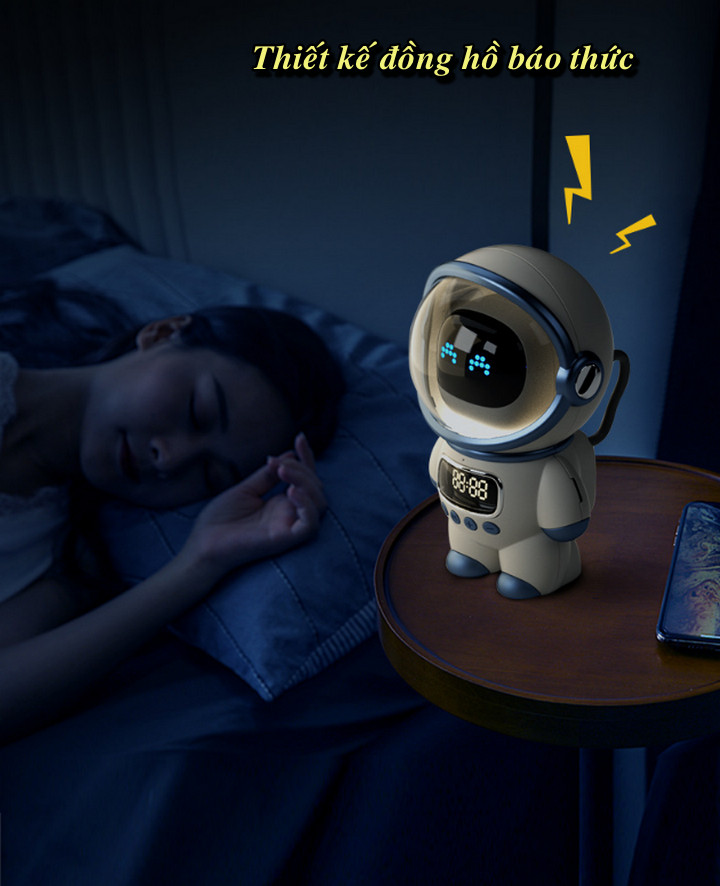Loa Bluetooth Astronaut AI DODO Kiêm Báo Thức, Đèn Ngủ, Led Nhảy Theo Nhạc, Pin 1800mAh - Home and Garden