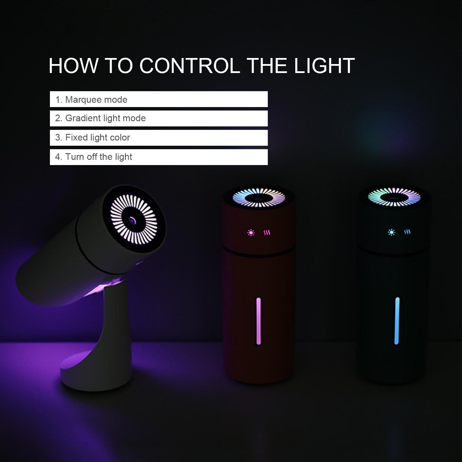 Máy phun sương tạo ẩm 260ml có đèn LED nhiều màu sắc, hoạt động êm ái