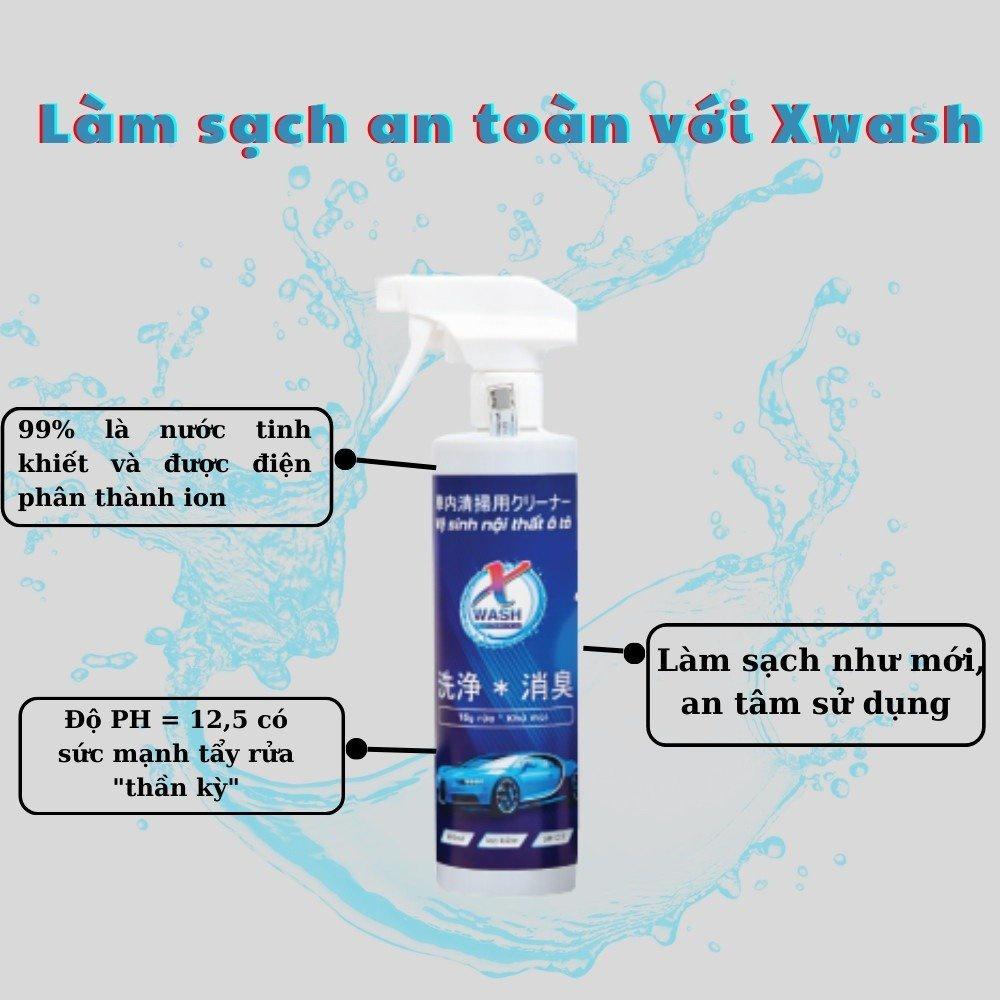 XWash - Nước tẩy rửa, làm giảm bớt mùi thiết kế bên trong xe con KHÔNG hoạt chất - Tặng khăn lông cừu