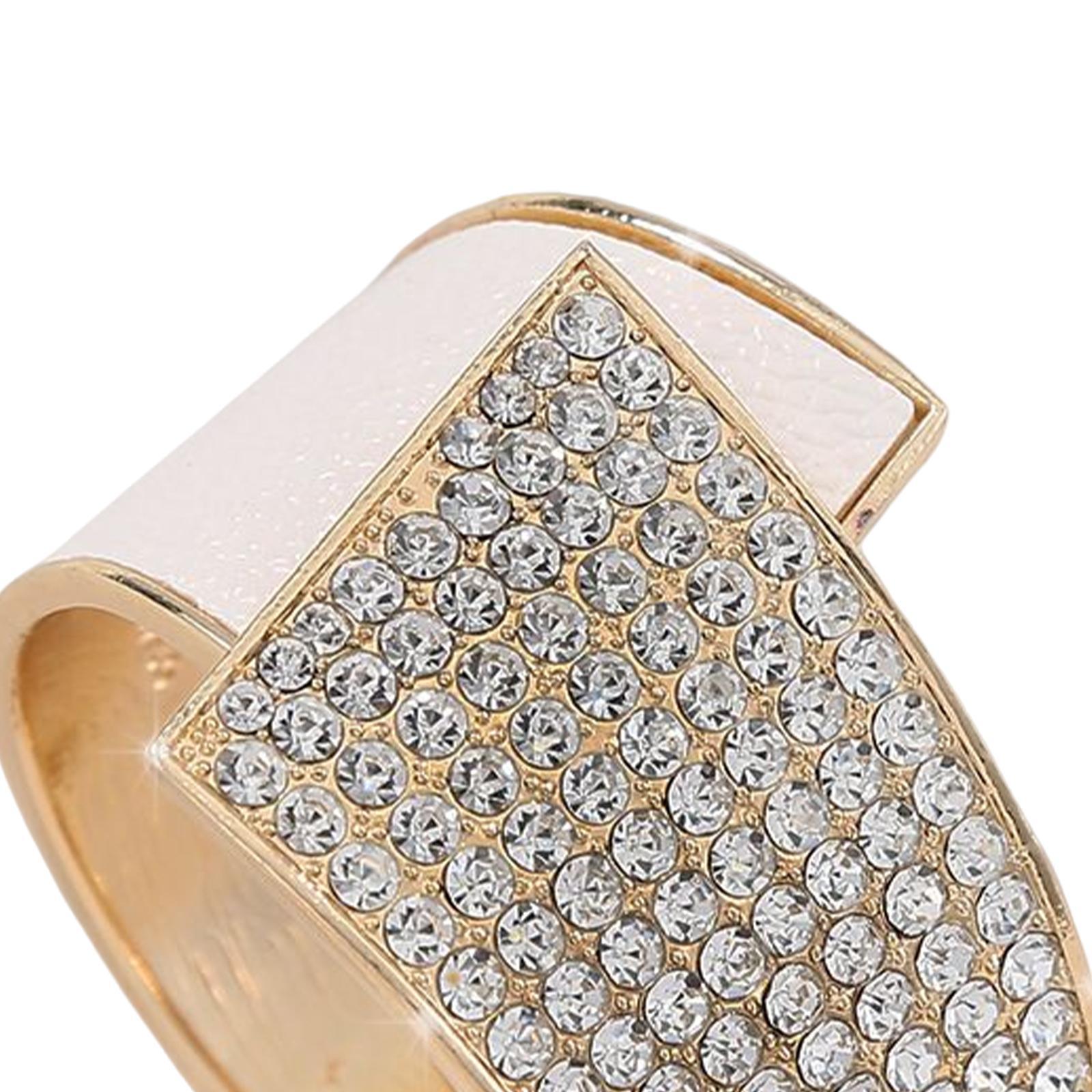 Trendy Open Bracelet Charms Rhinestones Wide Asymmetrical for Birthday