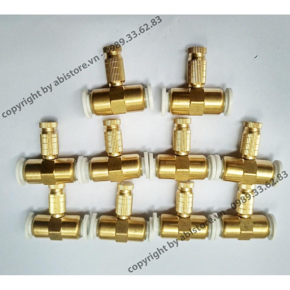 COMBO 10 BỘ BÉP PHUN SƯƠNG BẰNG ĐỒNG NỐI ỐNG 8MM, BÉC ĐỒNG PHUN SƯƠNG CHỐNG HAN GỈ