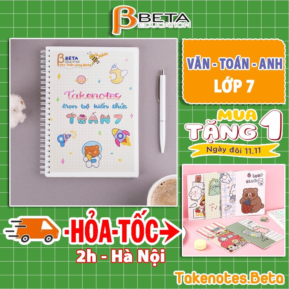 Combo 3 sổ takenote Văn Toán Anh lớp 7, sổ tay ghi chú lò xo khổ a5 hoặc sổ còng sắt đóng binder - takenotes beta