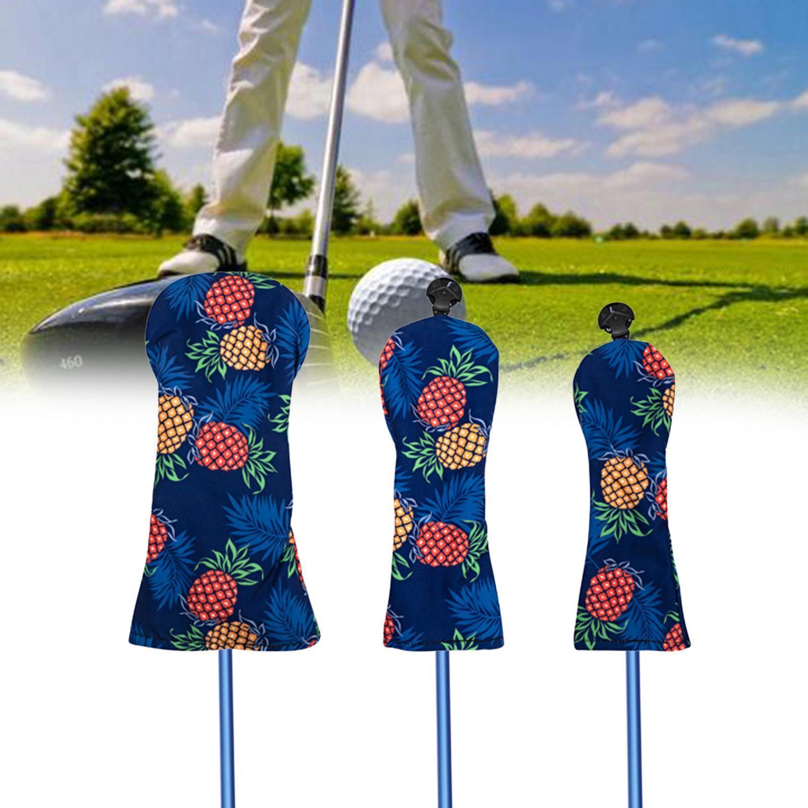 3x Golf Club Head Covers Golf Wood Covers with Tags Golf Cue Protect Case Durable Golf Wood Headcover Golf Fairway Wood Cover