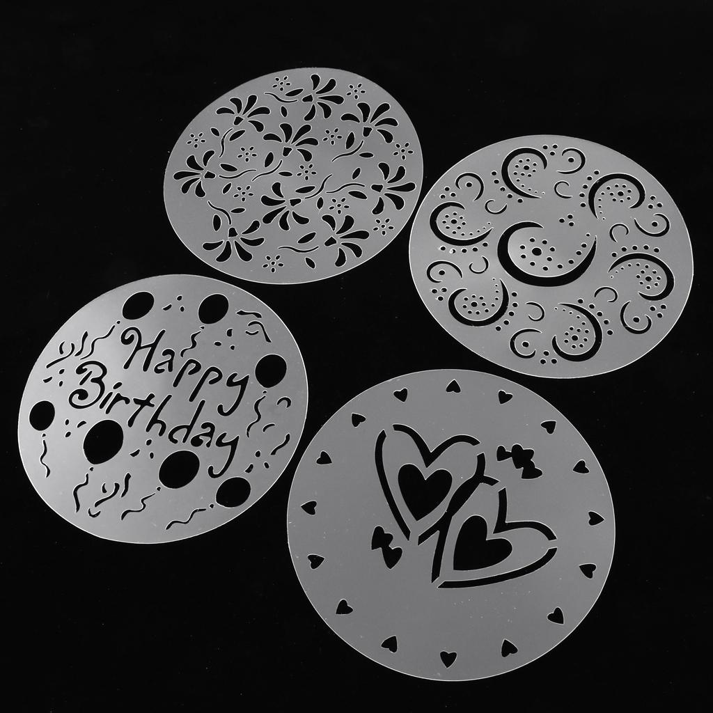 4 Pieces Cake Spray Mold, Craft Cake Decorating Coffee Bakery Stencils