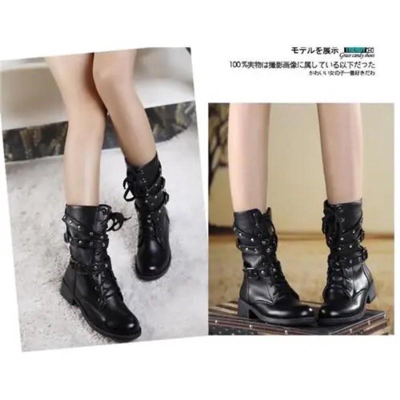 [Boot chiến binh] [Cá tính] ]QUÀ TẶNG] Boot siêu xinh cổ cao PU