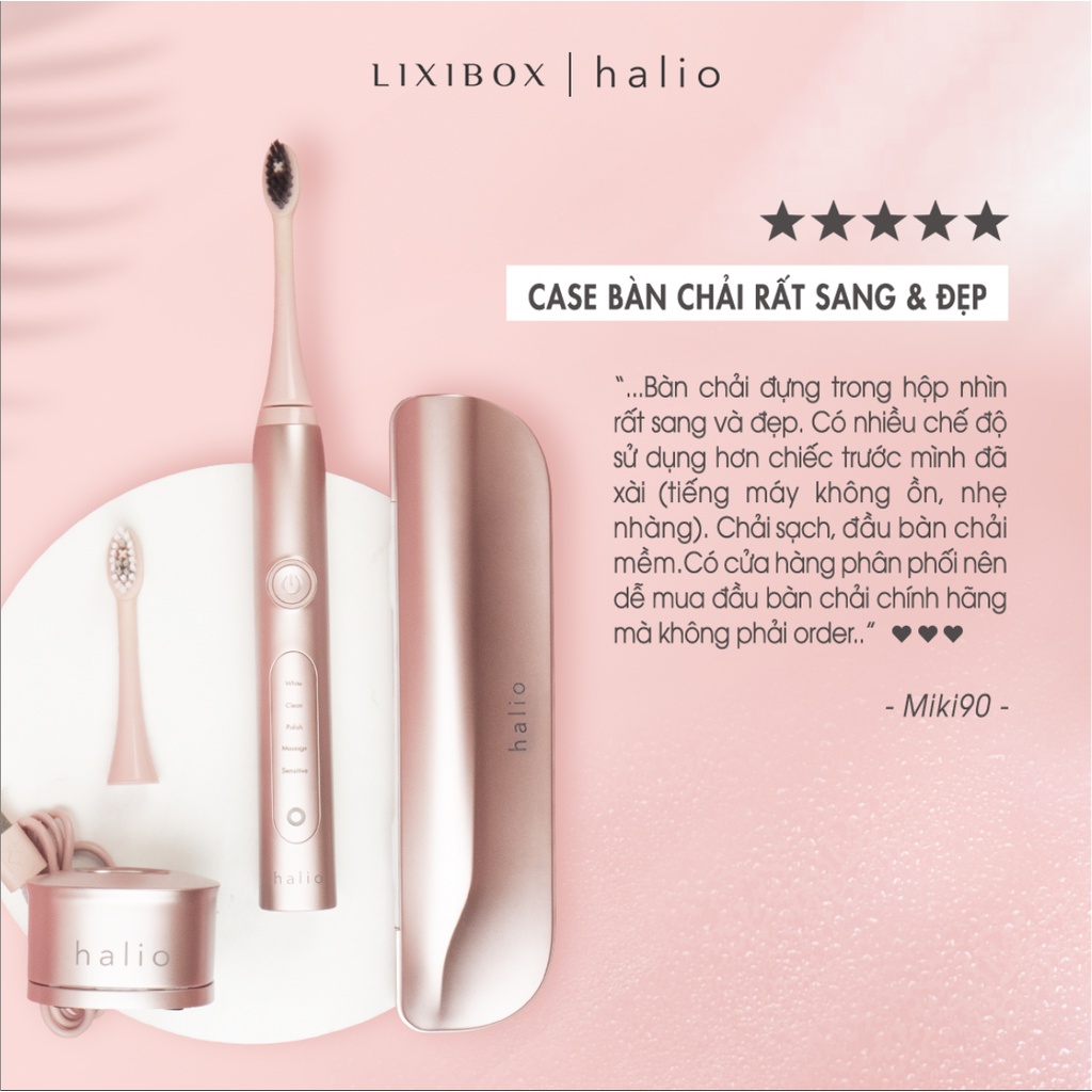 Combo Bàn Chải Điện Làm Trắng Răng Halio Sonic Whitening Electric Toothbrush PRO ( Rose &amp; Midnight Blue)