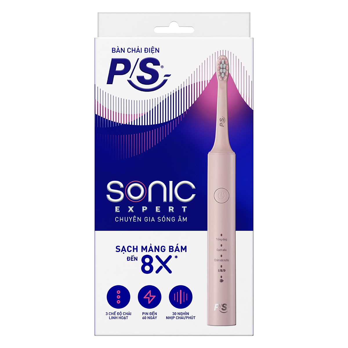 Bộ bàn Chải Điện P/S Sonic Expert Chuyên Gia Sóng Âm - Công Nghệ Sóng Âm, Chải Sạch Mảng Bám Tới 8X - Hồng Pastel