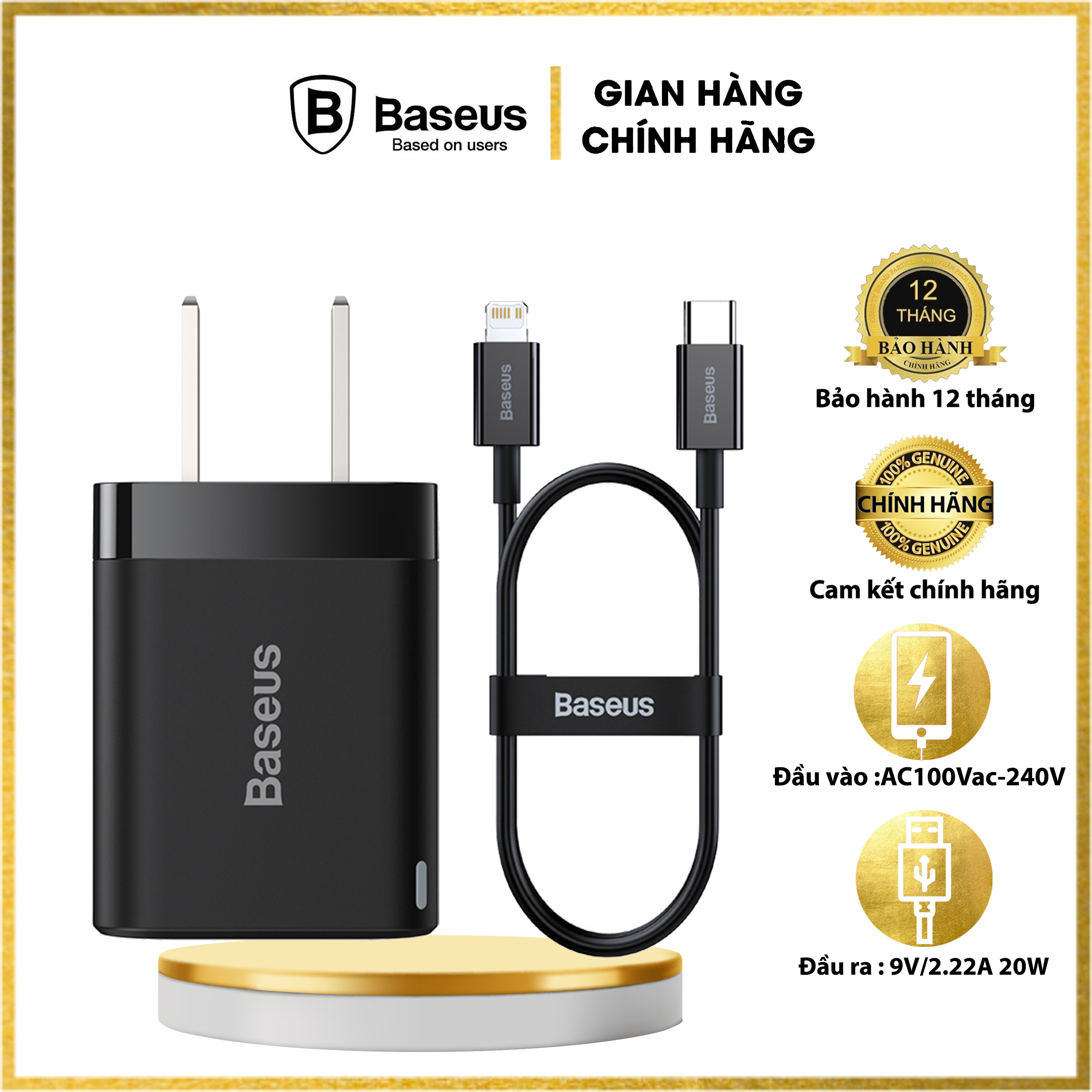 Củ sạc nhanh nhỏ gọn Baseus Super Si Pro Quick Charger 1C 20W (PD/ QC/ PPS/ SCP/ FCP Multi Protocol, Type C Smart Protect) - Hàng chính hãng