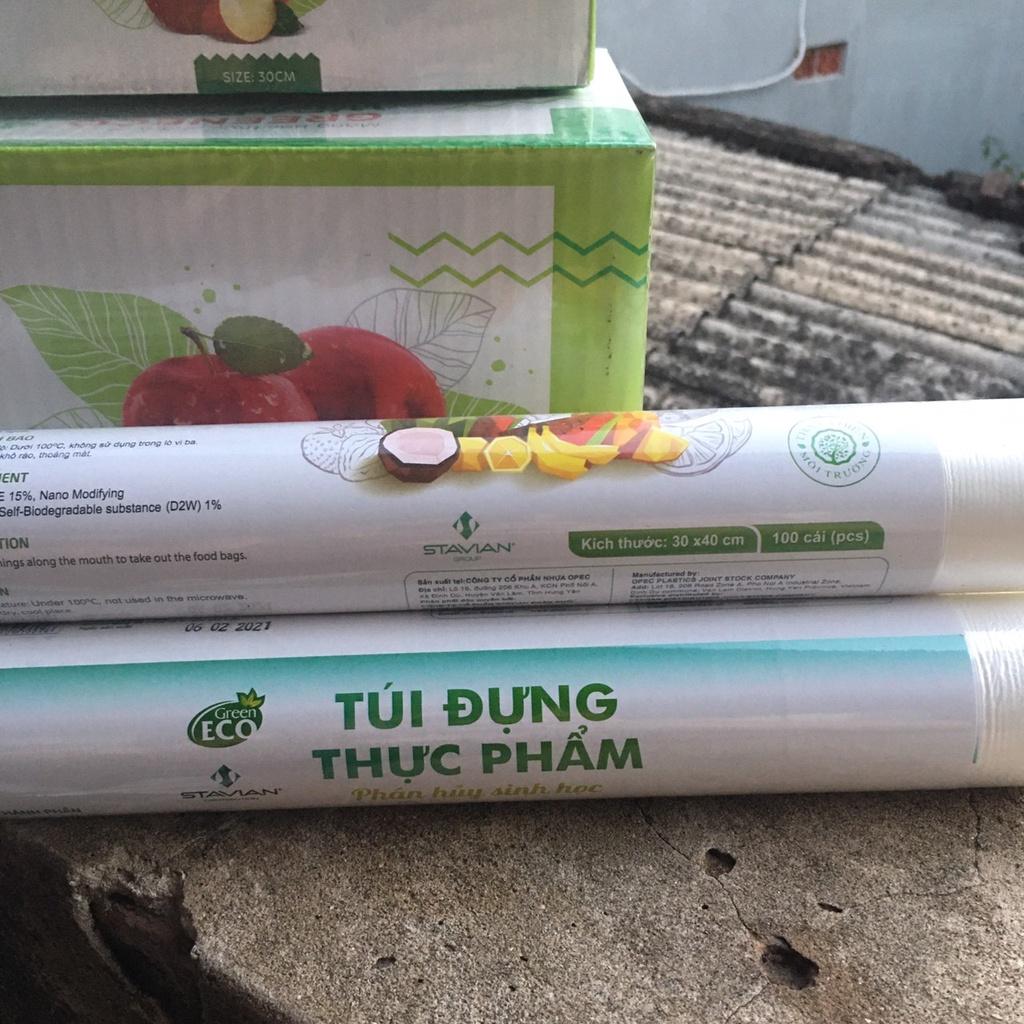 Túi đựng thực phẩm, túi đựng thực phẩm tự hủy sinh học cuộn 100 túi 30*40cm