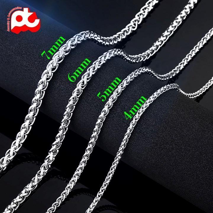 Dây chuyền nam đẹp titan titan thép không gỉ kiểu bông dừa trangsucpt kích cỡ 6mm trắng PTDCNA171