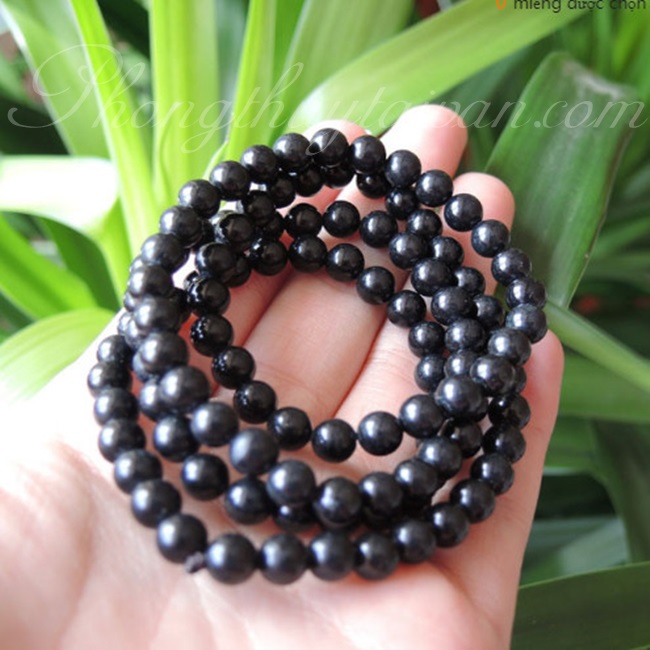 Vòng tay Chuỗi hạt Phong Thủy " Phật " 108 hạt đen 6mm kèm hộp