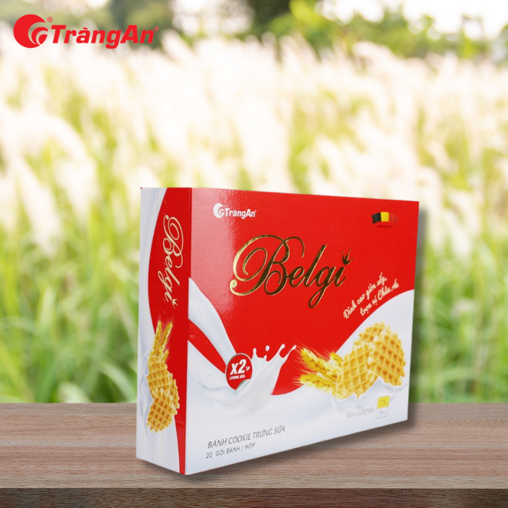 Combo 2 hộp bánh cookie trứng sữa giòn Belgi 278g, bổ sung DHA, canxi, hạn sử dụng 12 tháng, thương hiệu Tràng An