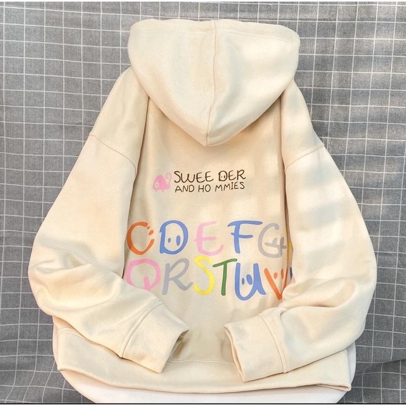 Áo Khoác Hoodie Form Rộng Unisex ABC Vải Nỉ Bông Dày Dặn