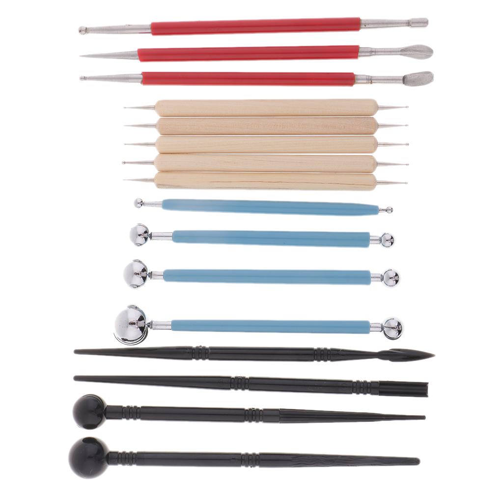 16X Đất Sét Điêu Khắc Dụng Cụ Bi Stylus Dotting Dụng Cụ Đất Sét Đồ Gốm Mô Hình Bộ