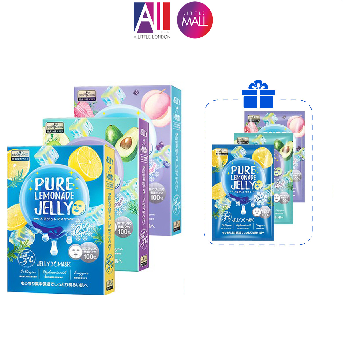 Hộp 3 mặt nạ Jelly dịu mụn/ dưỡng ẩm/ trắng sáng da Sexylook jelly mask TẶNG 1 miếng Sexylook