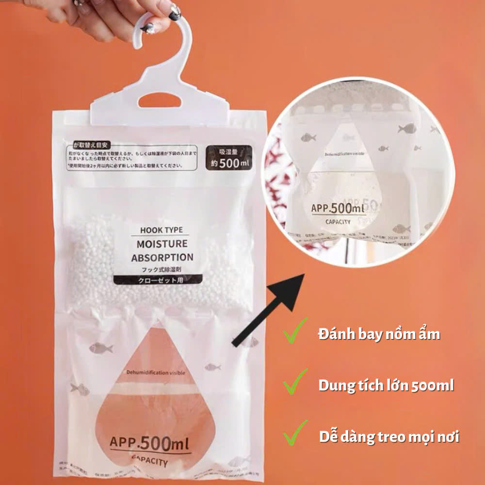 COMBO 4 Túi  hút ẩm chống mốc dạng treo dùng cho tủ quần áo tủ giầy giúp hút ẩm quần áo tránh bị ẩm mốc