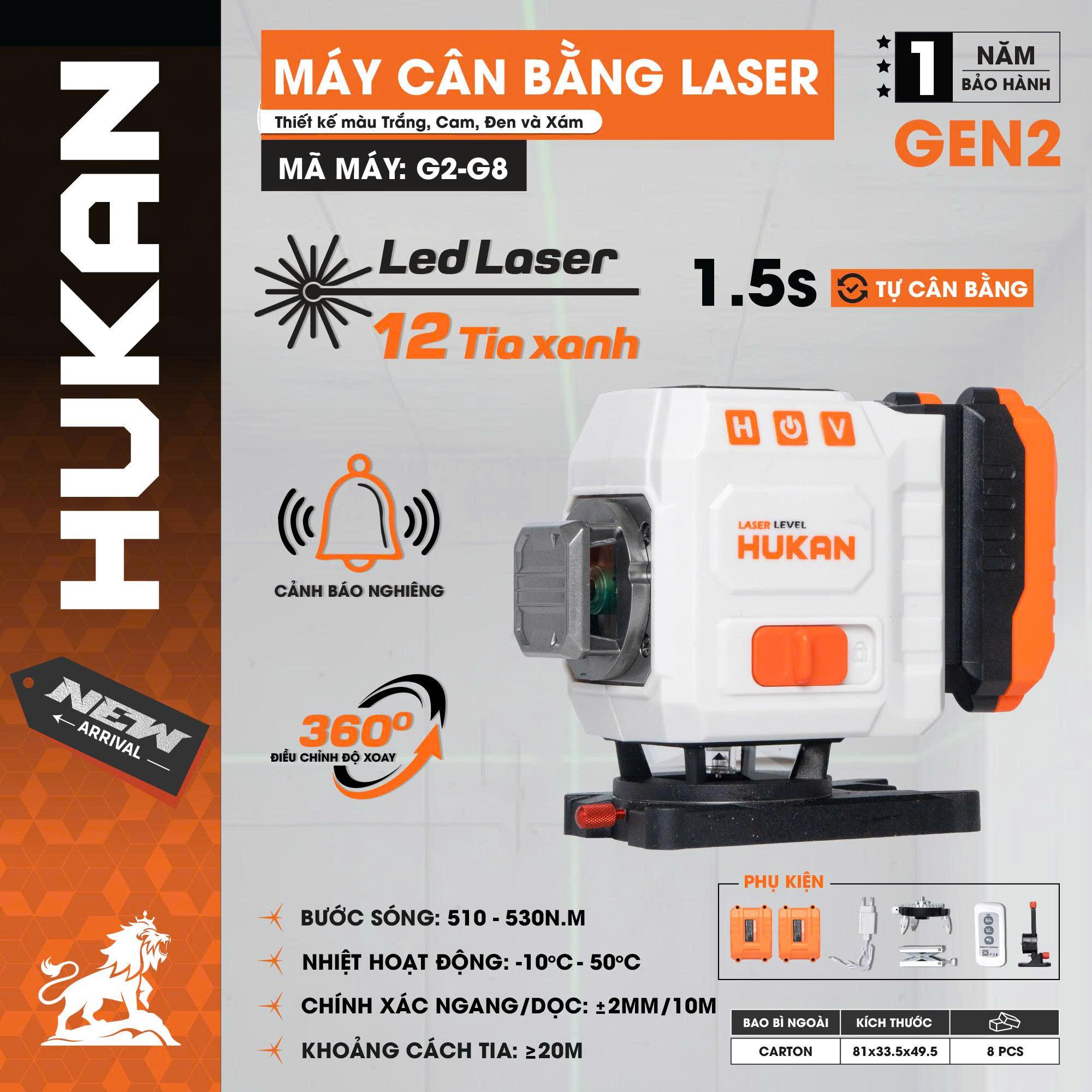 MÁY CÂN BẰNG LASER 2MM G2-G8 HUKAN -HÀNG CHÍNH HÃNG