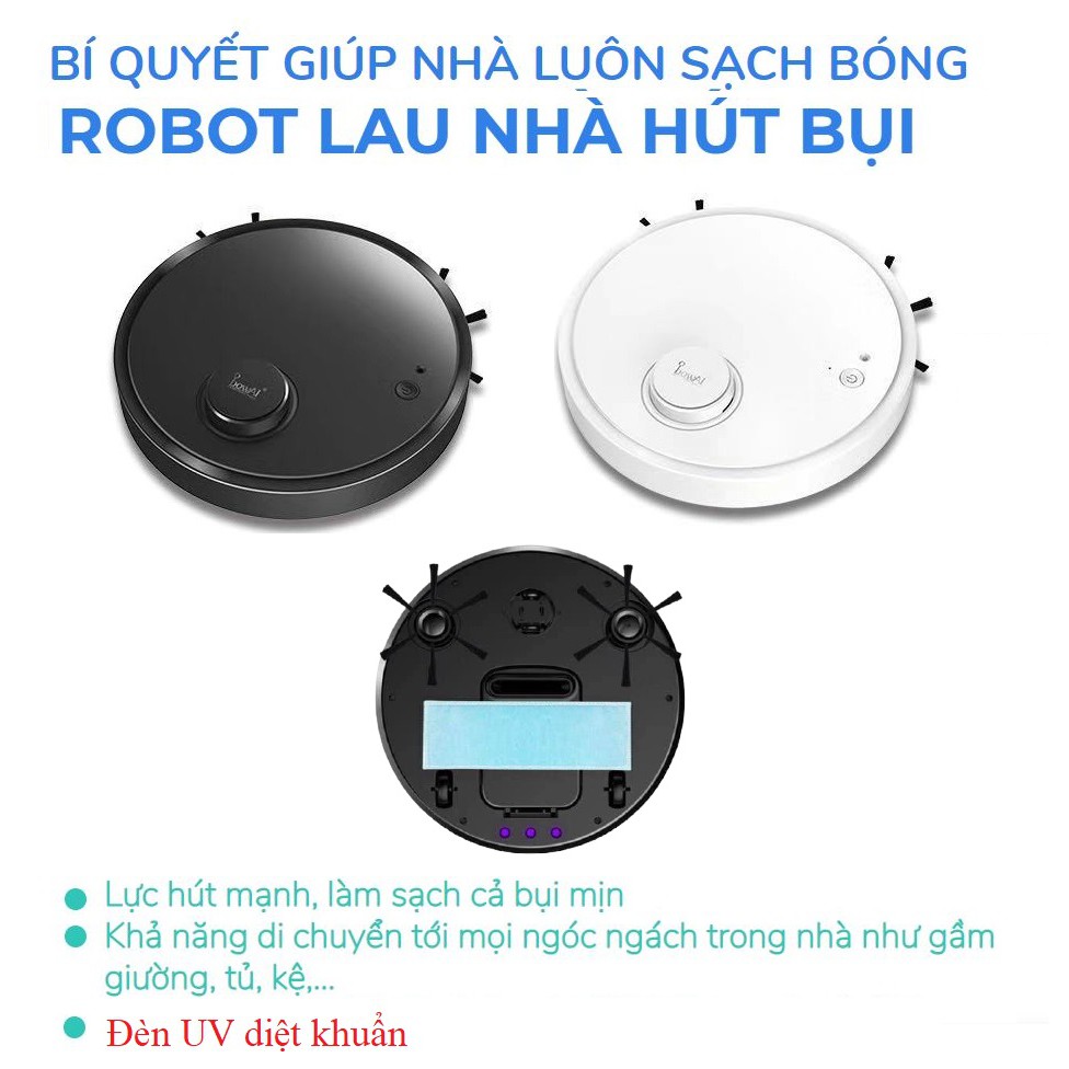 Robot quét nhà hút bụi lau nhà tự động 3 trong 1