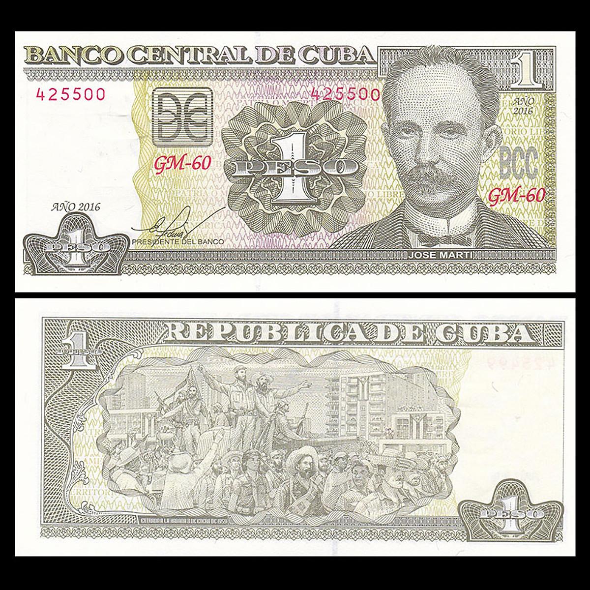 Tờ 1 Peso Cuba sưu tầm , tiền châu Mỹ , Mới 100% UNC, sưu tầm