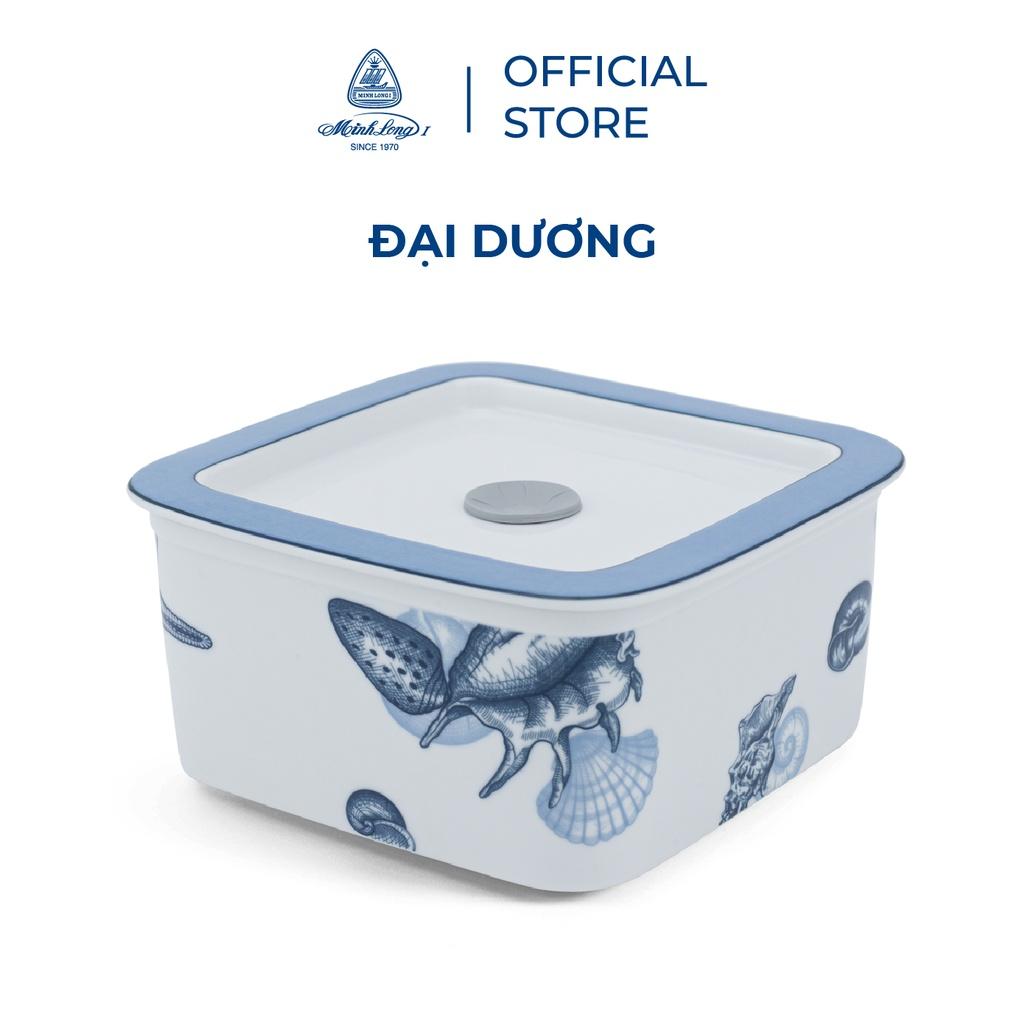 Bộ quà tặng hộp sứ + ly sứ dưỡng sinh Minh Long hoa văn Đại Dương