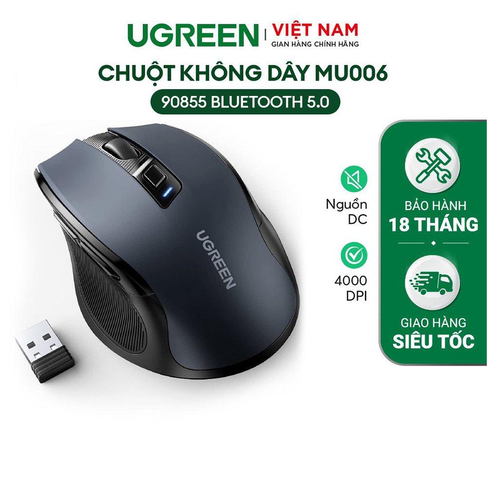 Chuột không dây (Bluetooth 5.0) 2.4G Ugreen MU006 Chế Độ Kép Chuột Ergonomic 4000 DPI | 6 Nút Tắt Tiếng | Hàng chính hãng | Bảo hành 18 tháng 1 đổi 1