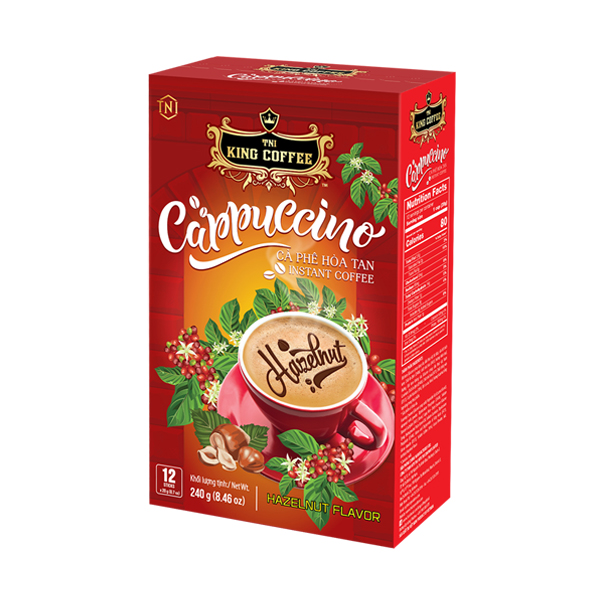 Cà Phê Hòa Tan Cappuccino Hạt Dẻ KING COFFEE - Hộp 12 gói x 20g