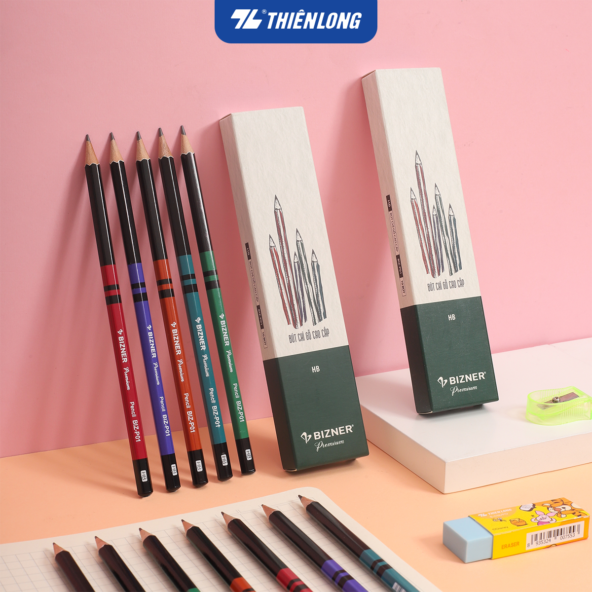 Hộp 10 cây Bút chì gỗ HB cao cấp Bizner BIZ-P01
