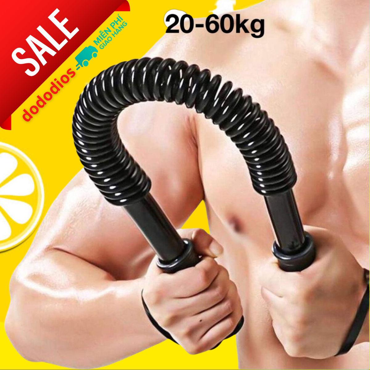 Gậy lò xo, Gậy Bẻ Tập Cơ Tay Gậy Lò Xo Lực 20kg, 25kg, 30Kg, 40kg, 50kg, 60kg - Hàng chính hãng dododios - gậy lò xo 100kg màu vàng